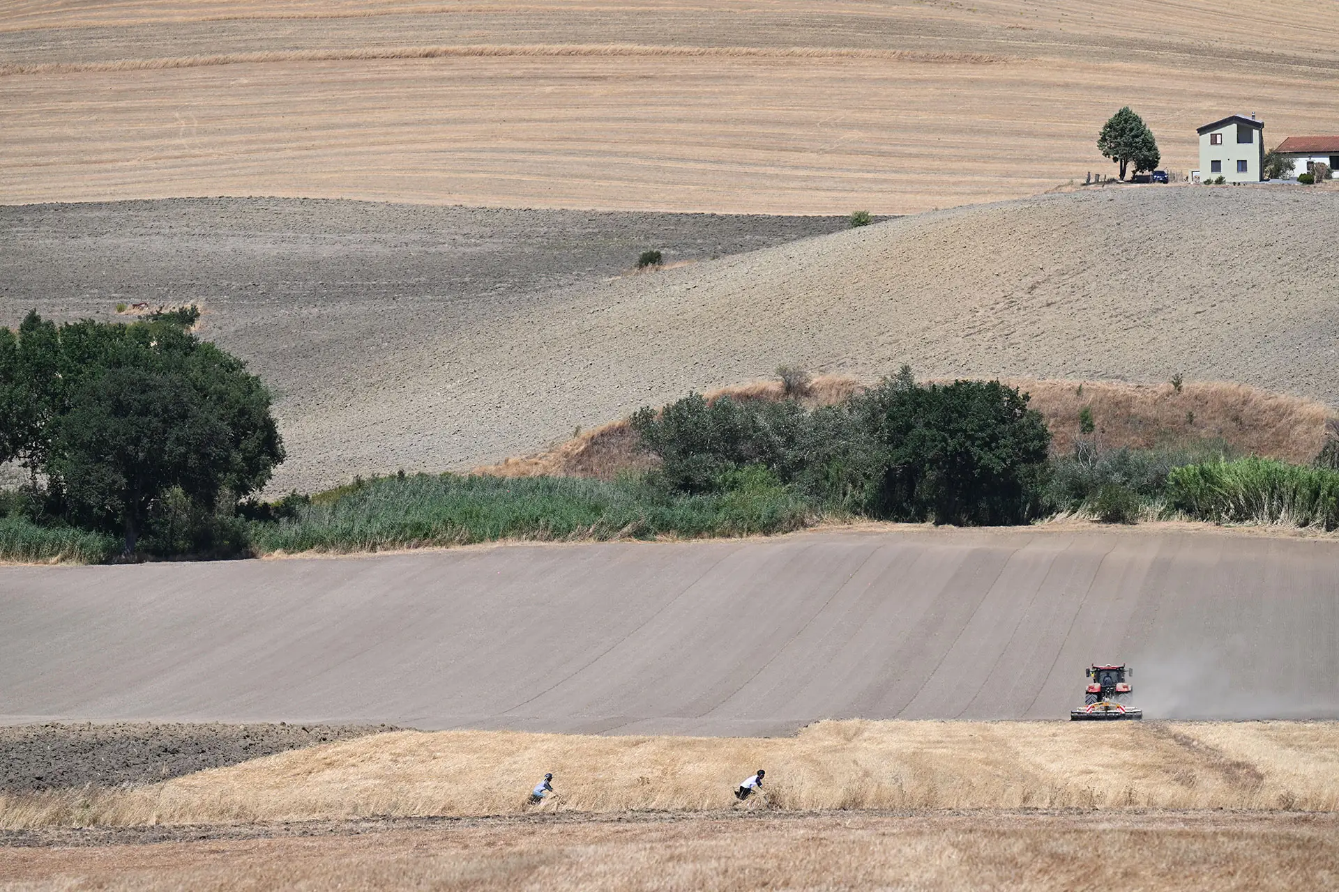 ciclisti gravel: trattore a Genzano di Lucania